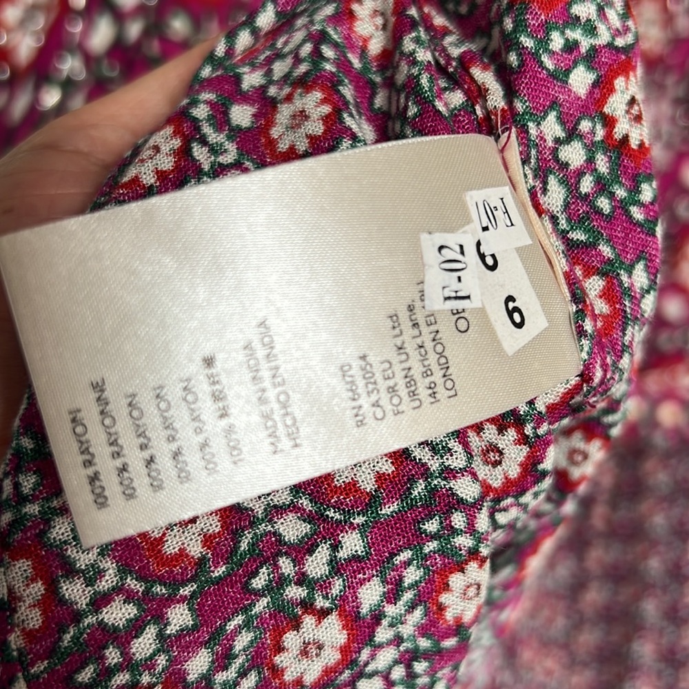 Free People Malia Embellished Printed Baby Doll Jacket Top Dark Red Medium - Picture 11 of 15